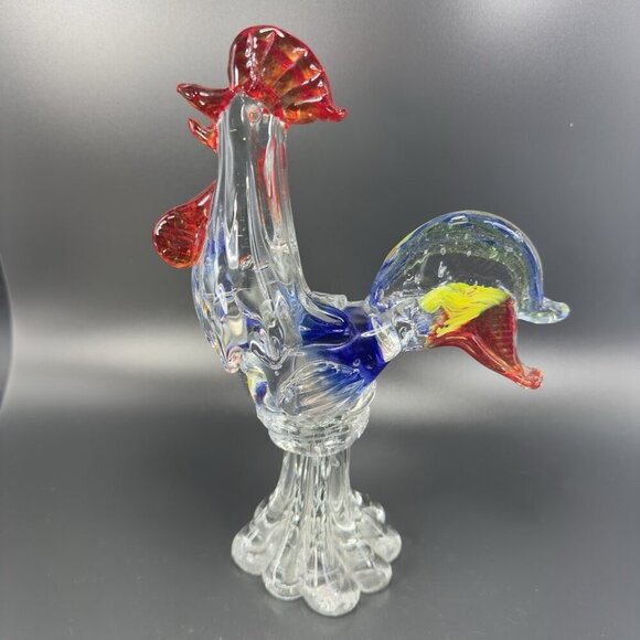 Venetian Art Glass Rooster Hen Figurine Heavy Glass Paperweight Sculpture Decor - Picture 10 of 14